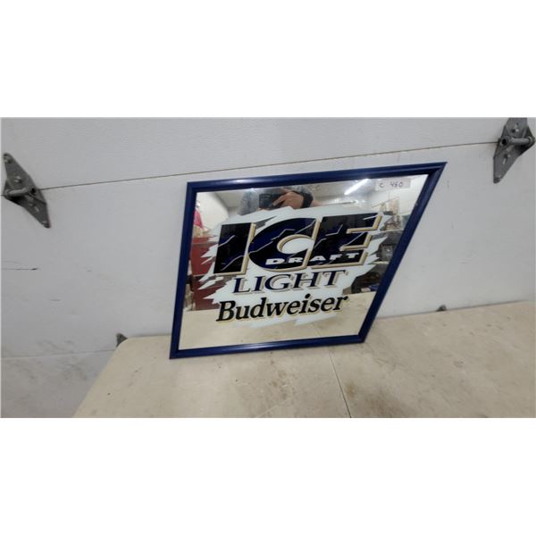 Budweiser Light Draft Framed Promotional Advertising Mirror, 1994 21”×25”