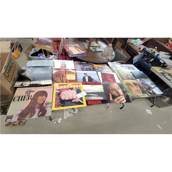 50 Vinyl Record Lot Including Cher, Bruce Springsteen, Willie Nelson, Knockout Super Hits