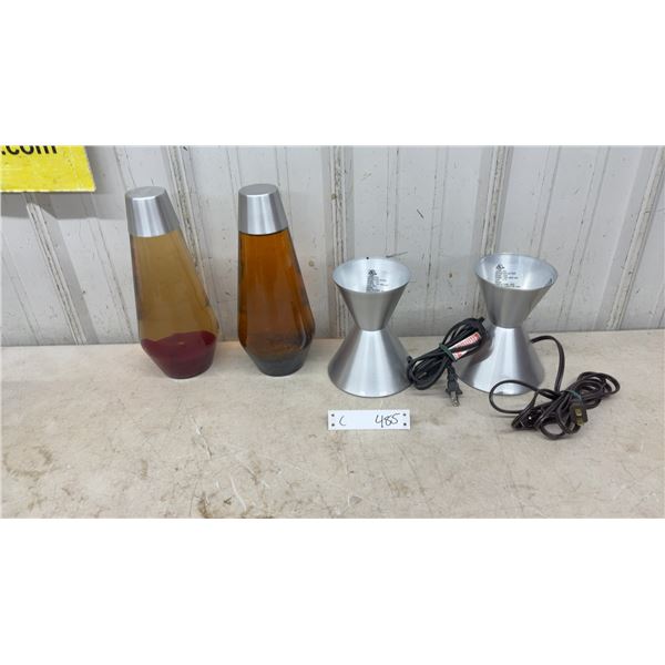 Pair of Lava Lamps, Silver Base