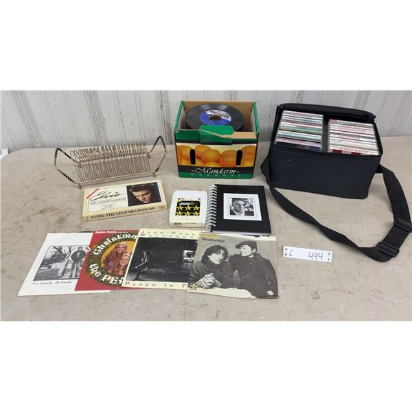 CDs, 45 RPM Vinyl Records, 8-Track Tapes, Elvis Journal/Note Book, RPM Record Holder