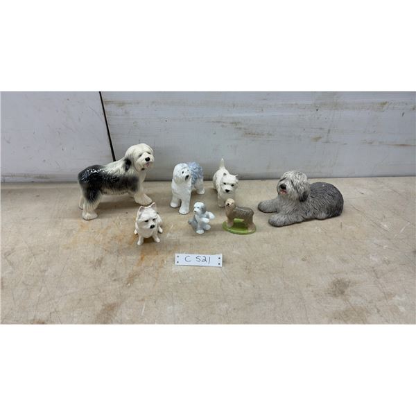 Collection of Ceramic Dog Figurines Including CooperCraft Old English Sheepdog, Westie