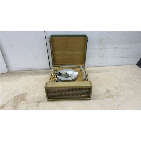 Marcon Portable 4-Speed Record Player, 16/33/45/78 RPM, Suitcase Style, English, Late 1950s