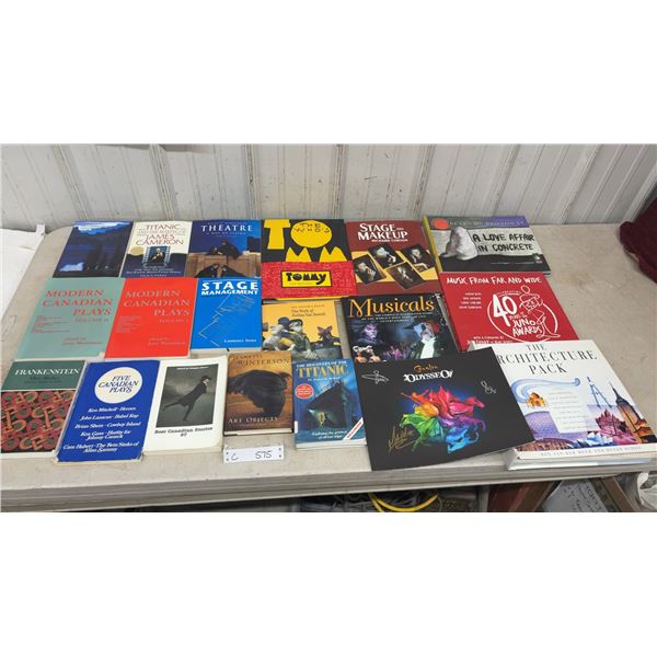 Lot of Books Including Frankenstein, Modern Canadian Plays, Titanic, Stage Makeup, Theatre