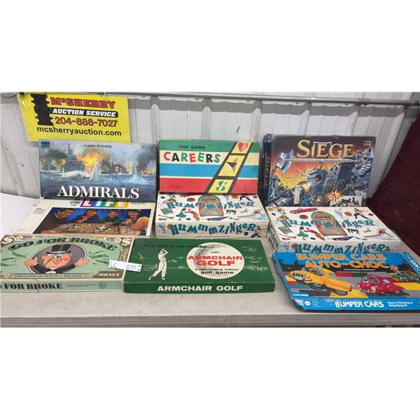 Board game Lot: Admirals, Careers, Siege, Life, Hummzinger x2, Go for Broke, Armchair Golf and
