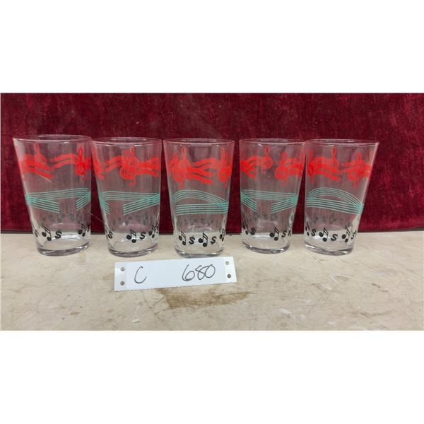 Set of 5 BA "Musical Showcase" Drinking Glasses Tumblers