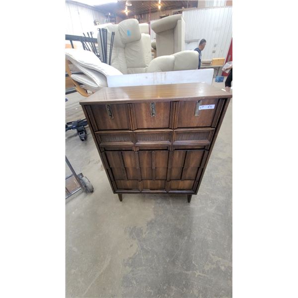 Mid-Century Modern Walnut Dresser with Sculpted Geometric Panels