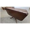 Image 3 : Duncan Phyfe Style Mahogany Drop-Leaf Table with Splayed Legs, Brass Paw Feet, and Drawers