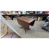 Image 6 : Duncan Phyfe Style Mahogany Drop-Leaf Table with Splayed Legs, Brass Paw Feet, and Drawers