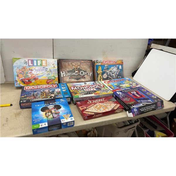 Board Games: Monopoly, Operation, Life, Scrabble