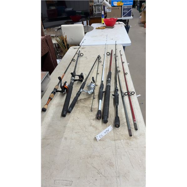 Six Fishing Rods and 3 Reels Including Shakespeare Amphibian and Abu Garcia