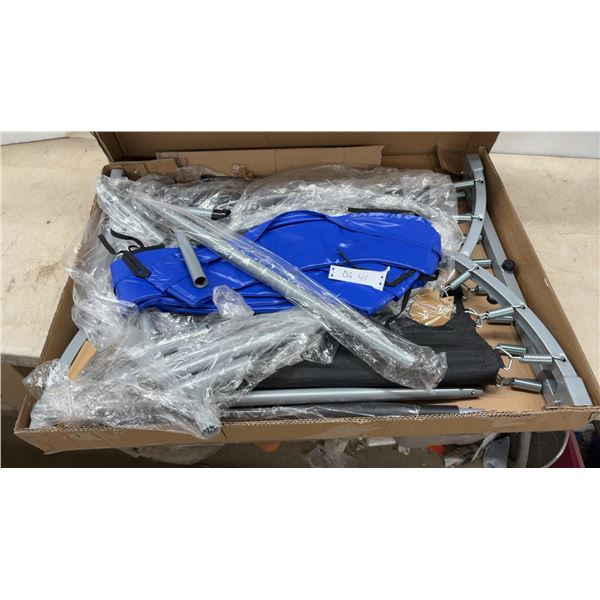 Unassembled Exercise Mini-Trampoline Rebounder with Frame, Springs, Mat, and Blue Spring Cover