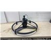 Image 1 : Modern Black Low-Profile 3-Blade Ceiling Fan with Circular LED Light Ring, Approximately 28”