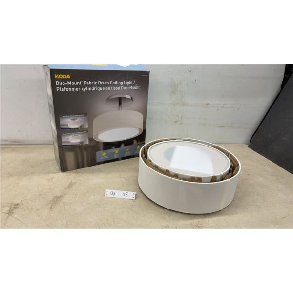KODA Duo-Mount Fabric Drum Ceiling Light, 2000 Lumens LED, 3 Light Modes, Brushed Nickel