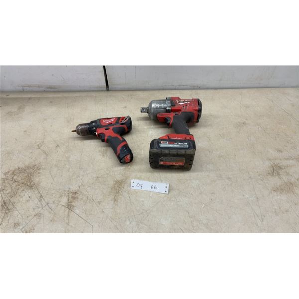 Milwaukee Cordless Tools: M18 Impact Wrench with Battery and M12 Drill/Driver with Battery