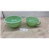Image 1 : Fire-King Jadeite Swirl Mixing Bowl and D-Handle Batter Bowl, Late 1940s-1960s