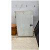 Image 2 : Vintage Wooden Storage Lot: Medicine Cabinet, 22 × 14 × 6”, Lidded Specimen Box, 8 1/2 × 10 × 19