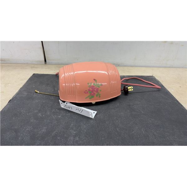 Vintage Hook-On Headboard Portable Electric Lamp, Pink with Floral Decal