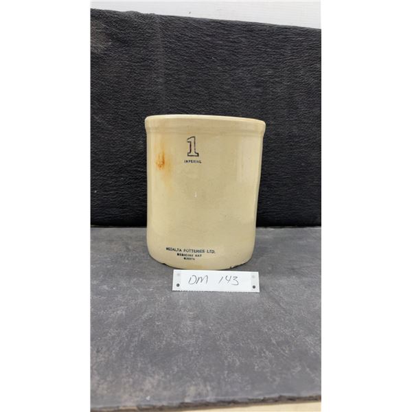 Medalta Potteries Ltd. 1 Imperial Stoneware Crock, Medicine Hat Alberta