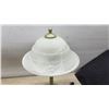 Image 5 : Pair of Traditional Brushed Gold Table Lamps with Alabaster Frosted Glass Bell Shades, 22” High