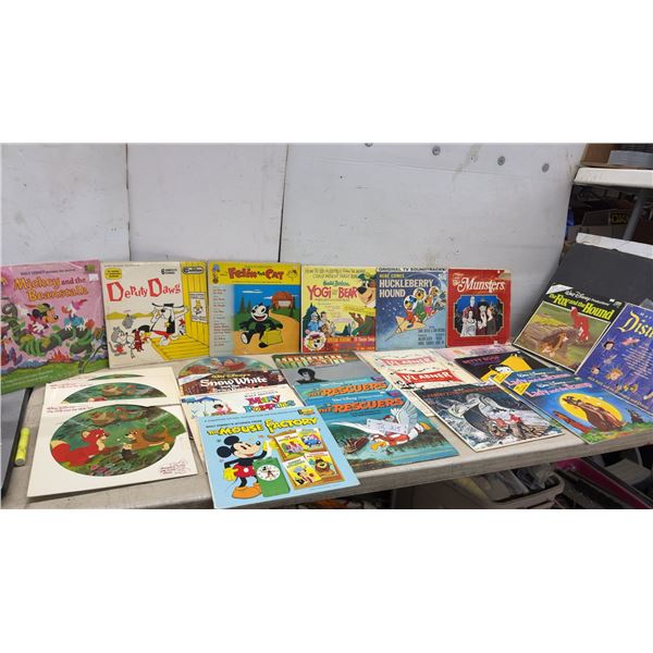 25 Vintage LP Records with 10 Storybook Records, Disney, Deputy Dawg, Yogi Bear