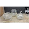 Image 2 : Cut / Crystal Glass Assortment Including Footed Lidded Compote, Rose Bowl, Stemware