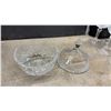 Image 3 : Cut / Crystal Glass Assortment Including Footed Lidded Compote, Rose Bowl, Stemware