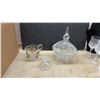 Image 4 : Cut / Crystal Glass Assortment Including Footed Lidded Compote, Rose Bowl, Stemware