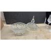 Image 5 : Cut / Crystal Glass Assortment Including Footed Lidded Compote, Rose Bowl, Stemware