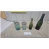 Image 1 : Vintage Improved Gem Aqua Blue Glass Canning Jars with Zinc Lids and Green Bottles