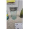 Image 3 : Vintage Improved Gem Aqua Blue Glass Canning Jars with Zinc Lids and Green Bottles