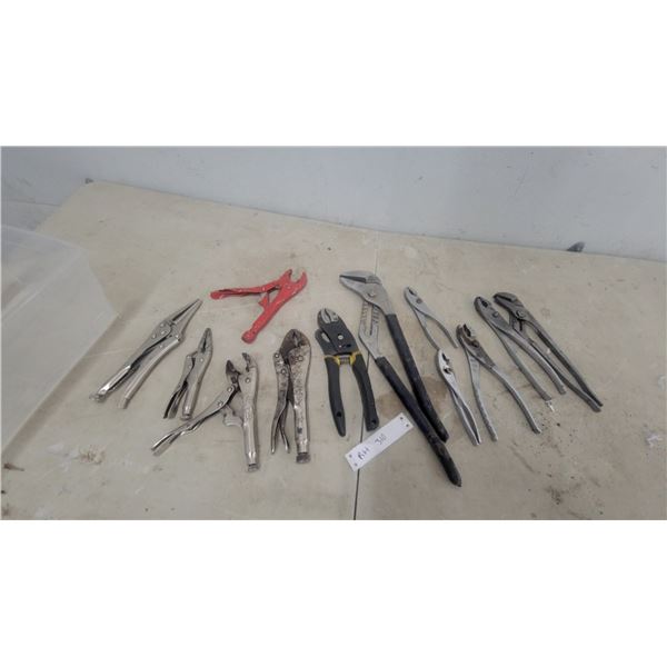 Assortment of Pliers Including Vise-Grip Locking, Channellock Tongue-and-Groove, Slip-Joint and Mor