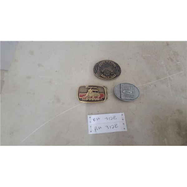 Snap-on Driving Proud, Ford Built Tough, and Grand Ole Opry Vintage Belt Buckles