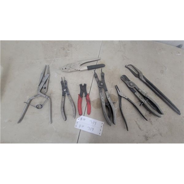 Assortment of Specialty Pliers Including Hose Clamp, Locking, Snap Ring, Long-Nose