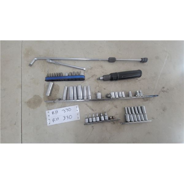 1/4” Drive Socket Sets With Torx and Hex Bits, Wheel Nut Wrench, Bit Driver