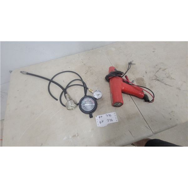 Snap-On MT 215 B 6-12 Volt Timing Light, Holley 0-15 PSI Gauge, 0-300 PSI Gauge