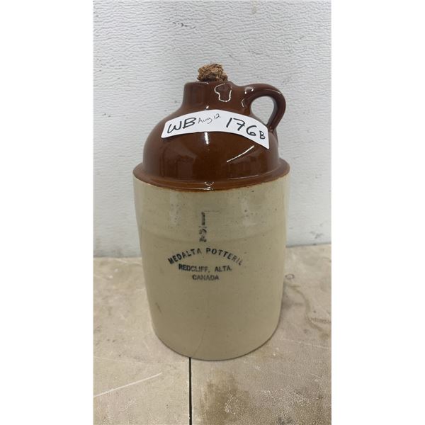 1/2 Gallon Medalta Potteries LTD Redcliff Alberta Canada Stoneware Crock Whiskey Jug