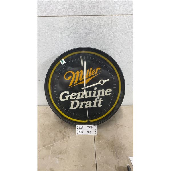 Miller Genuine Draft Plastic Wall Clock 16”