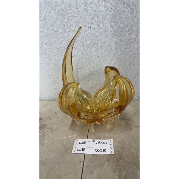 Amber Mid Century Art Glass Centre Piece