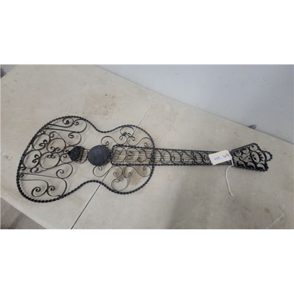 Decorative Wrought Iron Scrollwork Guitar Wall Art 13”×47”