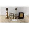 Image 1 : Antique Hammond Electric Desk Clock, 2 Desk Lamps and 2 Industrial Light Wire Cages