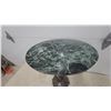 Image 2 : Vintage Round Accent Table with Green Marble Top and Cast Metal Pedestal Base 24”×15.6”×11.6”
