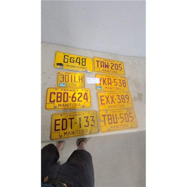 Lot of 8 Vintage 1976” Friendly" Manitoba License Plates