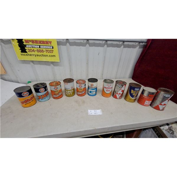 11 Vintage Gulf Gulflube, XHD, 10W30, Super Duty, Gulfpride Uni-G, Co-op Motor Oil Cans and More