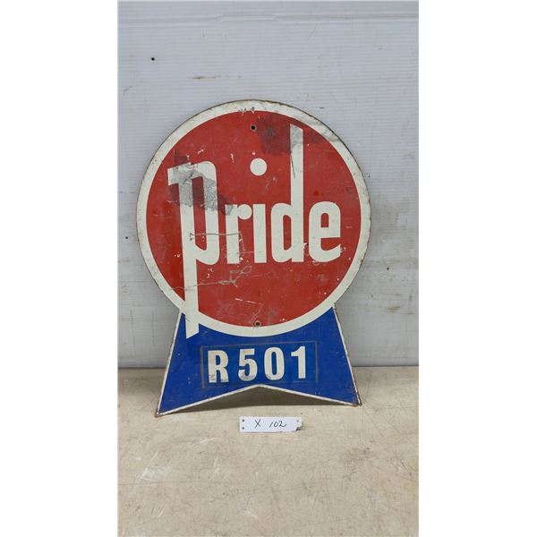 Vintage Pride R501 Ribbon-Shaped cardboard Advertising Sign, 22 × 16”