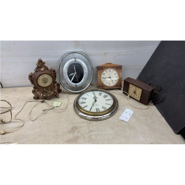Assortment of Vintage Clocks Including Norco Rococo Revival Mantel, Mathey Wall Clock