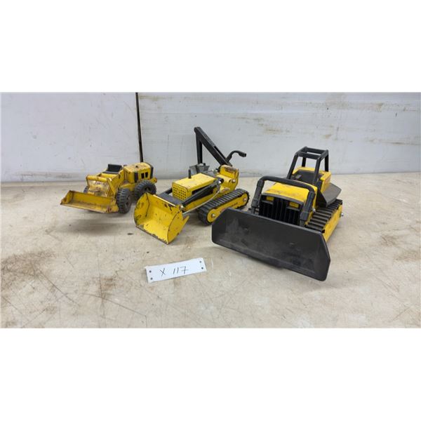 Tonka Mighty Front Loader, Mighty Shovel Excavator, and Mighty Dozer Toy Vehicles