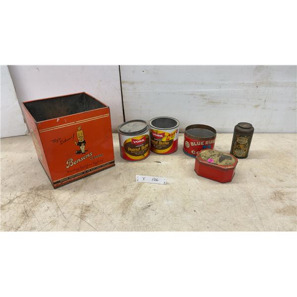 Bensons Toffee Tin, York Peanut Butter Tins, Blue Ribbon Coffee Tin, Ginger Spice Tin