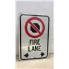 Image 5 : Metal "Fire Lane" No Parking Sign with Bidirectional Arrows, 18 × 12”