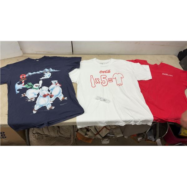 Coca-Cola T-Shirts Including 1997 Polar Bears, Adidas Climalite 1 × 5=T, and Red Enjoy Logo. All