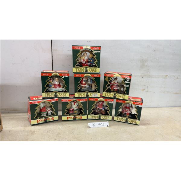Coca-Cola Trim-A-Tree and Polar Bear Collection Christmas Ornaments, Set of Eight, Boxed